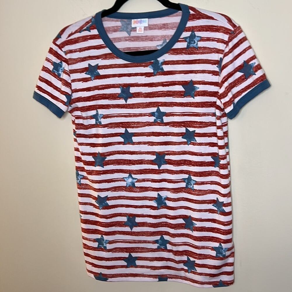 LuLaRoe Fourth of July Stars and Stripes Tee Size XS - Picture 2 of 4
